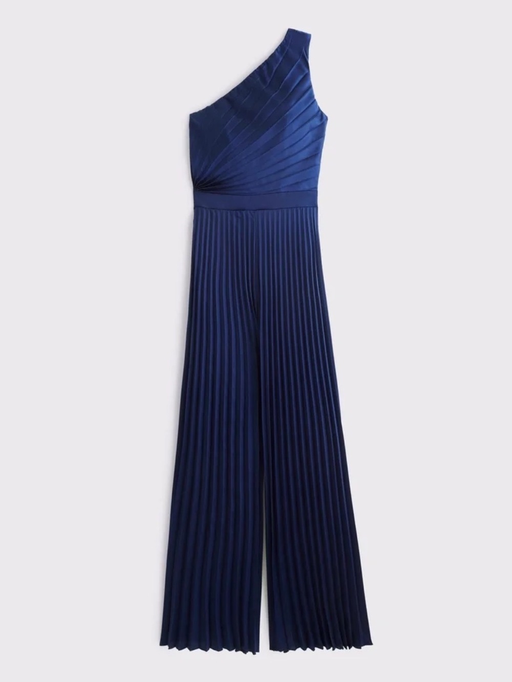 Abercrombie & Fitch NWT One-Shoulder Pleated Wide-Leg Jumpsuit in Navy